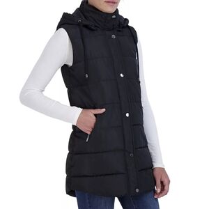 S.E.B By SEBBY Women's Long Puffer Vest with Hood Black/ Size XL/ NWT